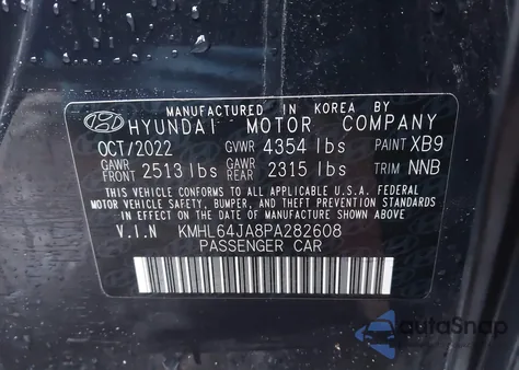 2023 Hyundai Sonata Sel из США, поврежденный, VIN KMHL64JA8PA282608
